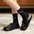 Jeiento Winter Fuzzy Slipper and Crew Socks for Women,Adult Slip-on Close Toe House Slipper,Flat Comfort home Slides - Image 2