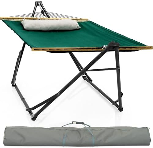 Tranquillo Unity with Hammock Stand; Premium Quality, 800 lbs Capacity, 30-Second Easy Setup, Durable Steel Frame, Pre-Assembled and Portable for Indoor & Outdoor Use, Emerald Green by Tranquillo
