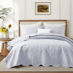 Twin Quilt Set Bedspread Microfiber Bedding Floral White 68x86 by IRImperialRooms