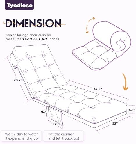 Outdoor Chaise Lounge Chair Cushion, 71 x 22 x 4.7 Inches Waterproof Chaise Lounge Cushions Thickened for Outdoor Furniture, Non-Slip Patio Lounge Chair Cushions, Purple Floral Leaf - Image 3