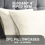 Pizuna 100% Cotton King Size Pillow Cases 600 Thread Count New Ivory - Image 4