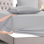 Mocassi King Size 4-Piece Bed Sheet Set - 1800 Premium Hotel Quality Microfiber 18-24 Inches Extra Deep Pocket Fitted Sheet- Luxury Soft, Breathable, Wrinkle, and Fade Resistant, Silver - Image 5
