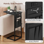Vagusicc C-Shaped End Tables Set of 2 with Charging Station, 33'' Tall C Table Adjustable Height Side Table, Sofa Table for Couch, Couch Table that Slide Under Sofa, TV Trays for Living Room, Black - Image 6