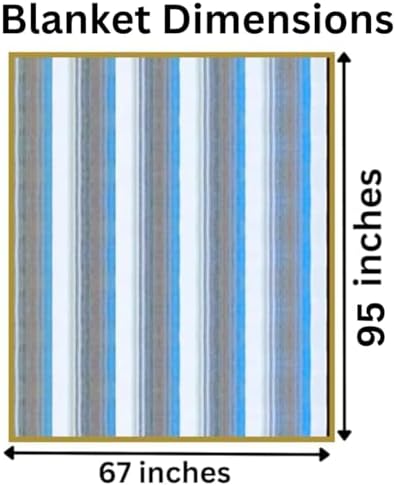 DAVLINA, Alpaca Wool Throw Blanket | Super Soft, Lightweight, Breathable and Hypoallergenic | Non-Itchy or Scratchy (Blue White Varicolored, Striped) - Image 2