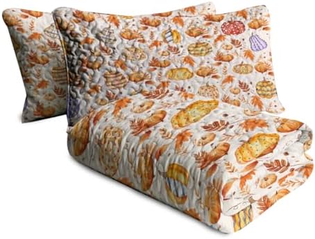 BlessLiving Queen Quilt Colorful Pumpkin Maple Leaf Halloween Fall Bedding - Image 6