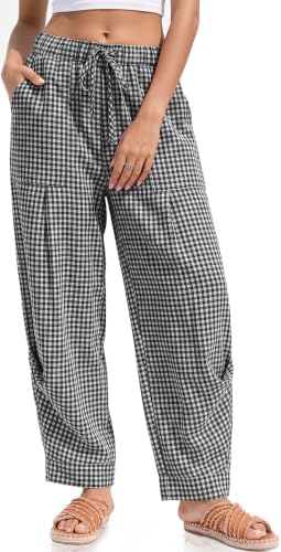 TARSE Womens Linen Barrel Pants Casual Summer Travel Lounge Trousers by TARSE