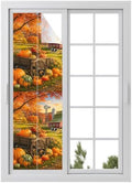 Window Privacy Film Frosted, Fall Pumpkins Reusable Static Cling Window Tints, Thanksgiving Farmhouse Harvest Maple Leaves Heat Control Windows Films for Offices, Balcony, 29.5 x 118 Inches by Unknown