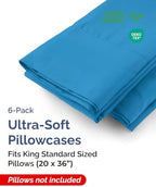 King Standard Pillow Cases - 6 Pack Pillowcases, 20" x 36" - Denim Blue - Image 2