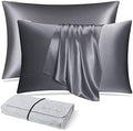 DISANGNI 100% Natural Mulberry Silk Pillow case for Hair and Skin with Hidden Zipper 22 Momme Both Sides Real Silk Pillow Case (2pc Standard Size 20" x26", Dark Gray) by DISANGNI