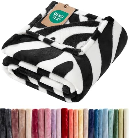 Zebra Print Blanket Cal King Size - Flannel Fleece Luxury Cal King Blanket by CGKUnlimited