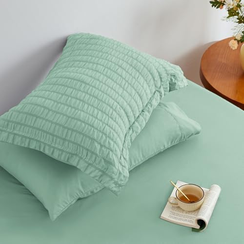Seersucker Light Green California King Comforter Set, 7-Piece Bed in a Bag - Image 6