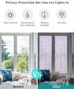 Window Privacy Film Frosted, Lavender Purple Botanical Reusable Static Cling Window Tints, Vintage Florals Geometric Minimalist Heat Control Windows Films for Offices, Balcony, 29.5 x 118 Inches - Image 6