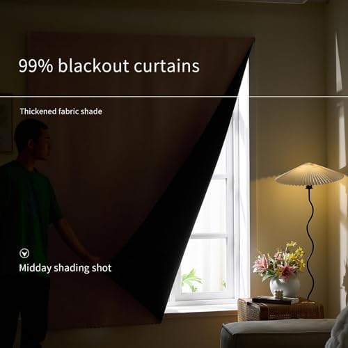 AJAZZ Self Adhesive Curtains 100% Blackout Shades Window Cover Sticky Curtain Portable Easy Open Black Out Curtains for Bedroom Living Room No Drilling (Pink, 59" W x 96" L 1 Panel) - Image 2