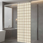 Window Privacy Film Frosted, Beige Brown Plaid Static Cling Door Window Covering, Vintage Farmhouse Checkered Rustic UV Blocking Windows Film for Office, Hotel, Bedroom, 29.5 x 78.7 Inches - Image 5