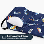 Wake In Cloud - Cot Nap Mat with Pillow and Blanket, 100% Cotton Fabric, for Toddler Kids Boys Ages 3 Plus in Daycare Kindergarten Preschool with Elastic Corner Straps, Cars Cranes Trucks - Image 4