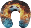 U Shape Travel Pillow Football in Fire and Water Portable Neck Pillows Memory Foam Head and Neck Support Headrest Pillow for Airplane Sleeping by Unknown