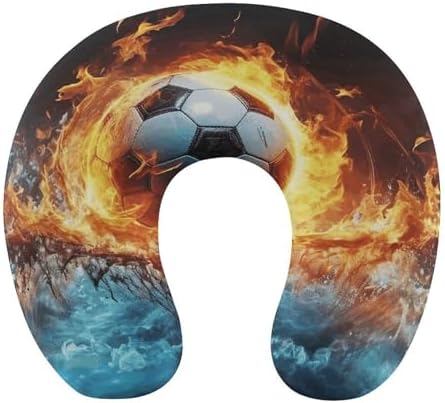 U Shape Travel Pillow Football in Fire and Water Portable Neck Pillows Memory Foam Head and Neck Support Headrest Pillow for Airplane Sleeping by Unknown