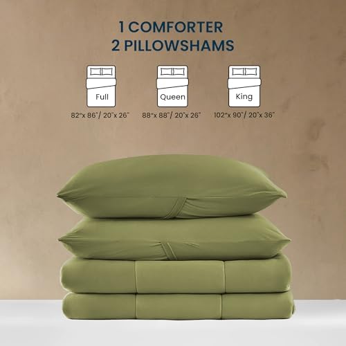 SLEEP ZONE 3 Pieces Jersey Knit Bedding Sets with 1 Comforter and 2 Pillow Shams, Soft and Breathable Comforter Set with Women, Men, Adults, Washable (Green, Full) - Image 6