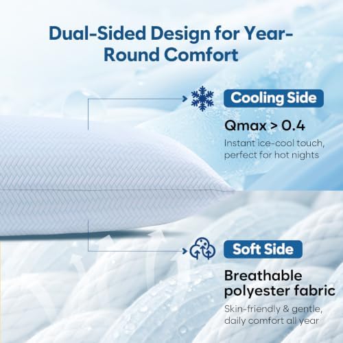 DOWNCOOL Cooling Pillows King Size Set of 2, Memory Foam Bed Pillows - Image 2