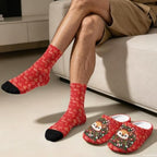 Christmas Fuzzy Slipper with Socks for Women Men Warm House Slipper and Socks Cozy Fuzzy Slippers for Indoor - Image 4