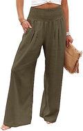 Angerella Womens Elastic High Waisted Palazzo Pants Casual Wide Leg Long Lounge Pant Trousers with Pocket by Angerella