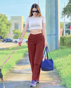 G4Free EverGoing Wide Leg Yoga Pants for Women Crossover Waist with Pockets - Image 2