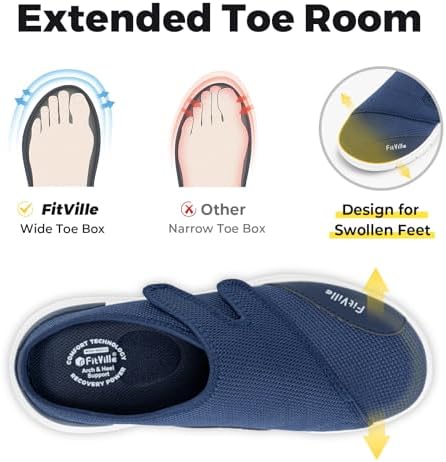 FitVille Orthopedic Slippers for Men with Arch Support, Extra Wide Slip-On Design for All-Day Comfort Ideal for Diabetes, Neuropathy, Swollen Feet & Lymphedema - Image 3