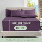 Elegant Comfort Luxury Soft 4-Piece 1500 Premium Hotel Quality Bed Sheet Set with Extra Deep Pockets 18-24 Inch, Wrinkle Free, Storage Pockets, Extra Deep Pocket 4PC Sheets, Twin XL, Purple - Image 4