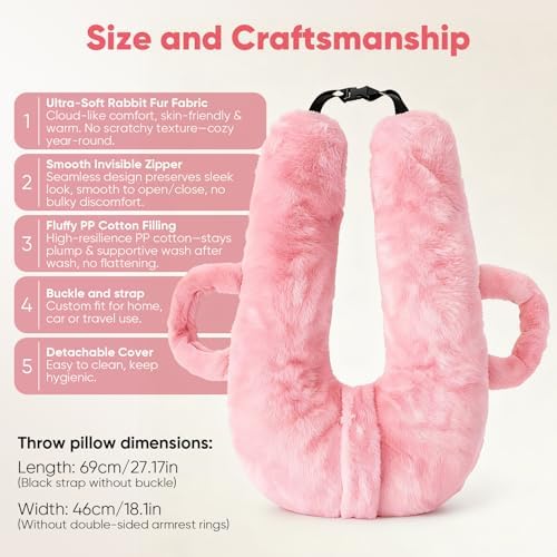 Plzpik Car Pillow for Kids, Removable, Washable Pillowcases and Pillow Inserts(The only Upgrade on the Market),Travel Pillow for Car Sleeping(Pink) - Image 2