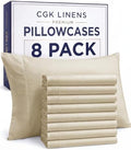 Standard Pillow Cases - 8 Pack Soft Pillowcase Covers - 20" x 26" (Cream) by CGKUnlimited