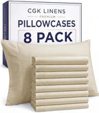 Standard Pillow Cases - 8 Pack Soft Pillowcase Covers - 20" x 26" (Cream) by CGKUnlimited