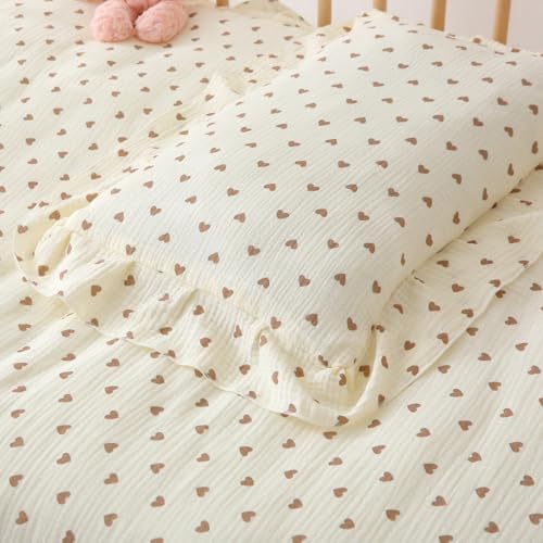 100% Cotton Muslin Toddler Pillowcase 2 Pack，13"x 18" Ultra Soft Breathable Travel Pillow Case Cover,Ruffle Pillow Case for Newborn,Nursery,Boys,Girls,Machine Washable - Image 4