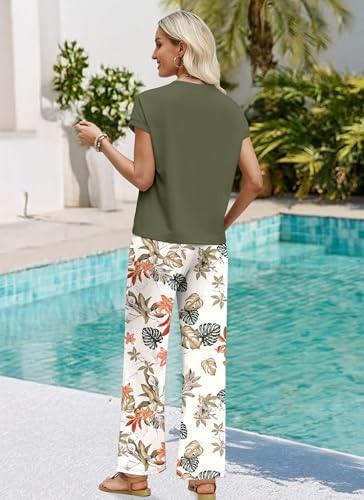 WIHOLL Two Piece Sets for Women Summer Spring Outfits Travel Cruise Resort Wear 2026 Beach Vacation Palazzo Pants Set - Image 4