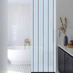 Window Privacy Film Frosted, Light Blue Striped Reusable Static Cling Window Tints, Minimalist Vertical Stripes Heat Control Windows Films for Offices, Balcony, 29.5 x 118 Inches - Image 3