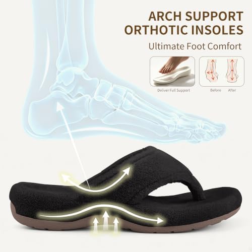 BCSTUDIO Women's Orthopedic Flip Flop Fuzzy Slippers with Arch Support - Image 4