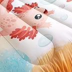 HOSIMA Kids Bedding Set, Cartoon Axolotl Comforter Full with 2 Pillowcase, Kawaii Decor - Image 4