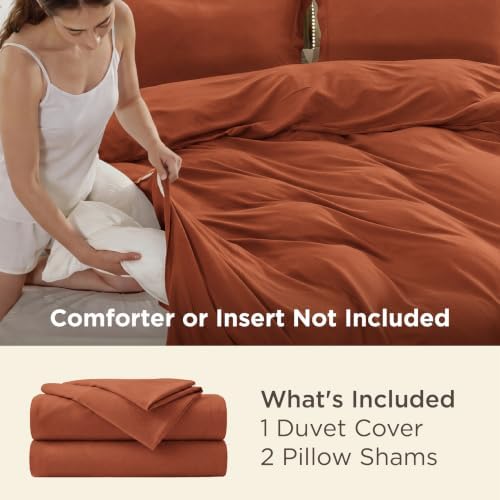 Bedsure Oversized King Duvet Cover, Double Brushed Bedding Set, Terracotta - Image 3