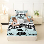 Erosebridal RV Camper Twin 2Pcs Bedding Set, Outdoors Camping Theme Fitted Sheet for Kids Girls Boys, Rustic Cabin Mountain Forest Sheets, Camping Lovers Gifts Bed Sets Room Decor - Image 3