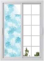 Window Privacy Film Frosted, Cyan Blue Palm Trees Tropical Reusable Static Cling Window Tints, Summer Beach Botanical Heat Control Windows Films for Offices, Balcony, 29.5 x 118 Inches by Unknown