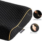 Memory Foam Travel Pillow with Washable Cover & Carry Bag – Compact, Soft & Breathable Neck Pillow for Airplane, Camping & Car (Black- Without Spare Cover, 13.8x11.8x3.9/3.1 inches) - Image 4