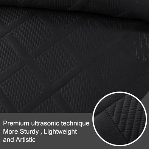Exclusivo Mezcla 3-Piece Soft Quilt King Size Bedding Set, Black - Image 4