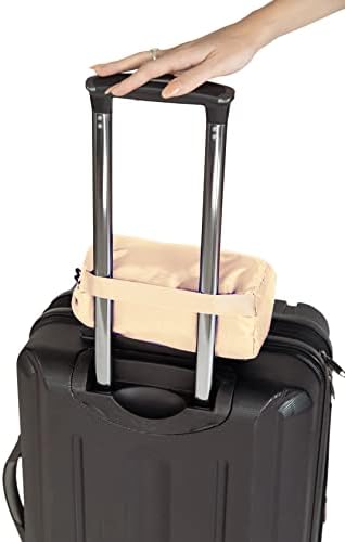 BlueHills Ultra Compact Travel Blanket Pillows Lightweight for Two Airplane Traveling Essentials Flight Throws in Bag case with Backpack Clip Compact Large Plane Accessories – Beige and Black - Image 4