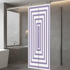 Window Privacy Film Frosted, Purple White Geometric Static Cling Door Window Covering, Square Minimalist Modern UV Blocking Windows Film for Office, Hotel, Bedroom, 29.5 x 78.7 Inches - Image 5