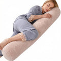 1 MIDDLE ONE Body Pillow for Adults, Bolster Pillow with Removable Velour Cover, Long Round Roll Cylinder Pillow for Bed, 47" x 7.87", Dusty Pink by 1MIDDLEONE