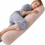 1 MIDDLE ONE Body Pillow for Adults, Bolster Pillow with Removable Velour Cover, Long Round Roll Cylinder Pillow for Bed, 47" x 7.87", Dusty Pink by 1MIDDLEONE