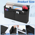 4 Pack Desk Side Hanging Organizer, Adhesive Storage Bag with Pockets for Magazine Ipad Notebook, for End Tables Home Office Desks Computer Workstations Dressing Table, Black - Image 3