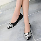 KUNWFNIX Women Ballet Flats Rhinestone Wedding Ballerina Shoes Foldable Sparkly Comfort Slip on Flat Shoes - Image 3
