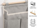 3 Tier Cotton Linen Wall Hanging Storage Organizer, White - Image 3
