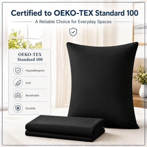 ZPECC Bulk Black Pillow Cases Queen Size 24 Pack with Envelope Closure - Image 2