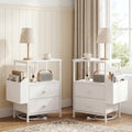 MALOL Night Stands for Bedrooms Set of 2 with Charging Station, White by MALOL
